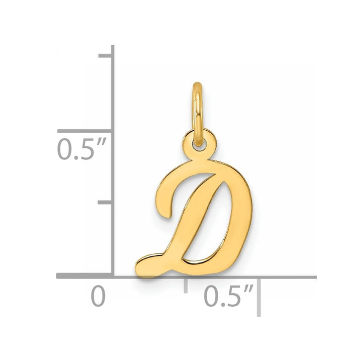 14K Yellow Gold Small Script Letter D Initial Charm
