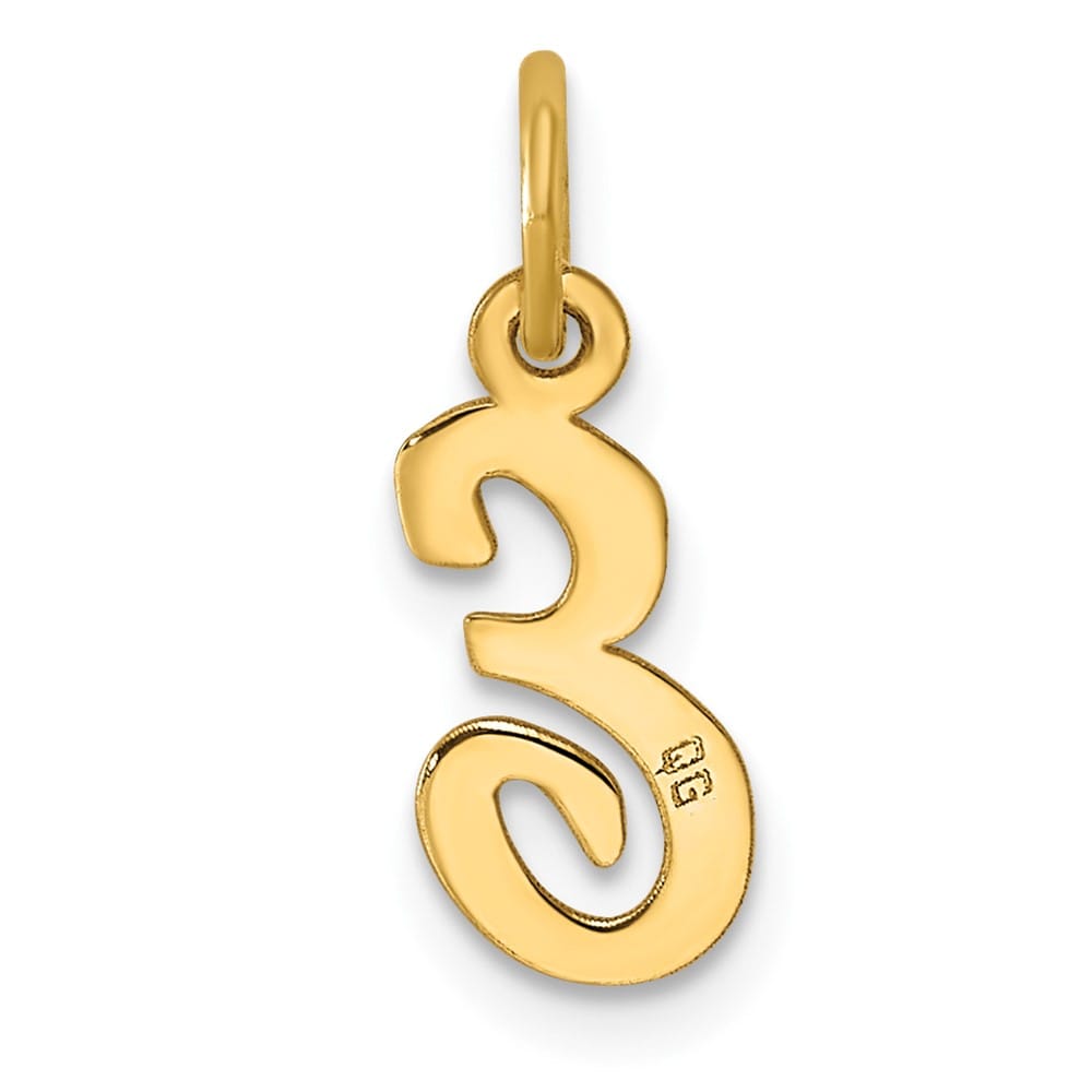 14K Yellow Gold Small Script Letter E Initial Charm