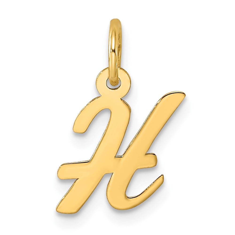 14K Yellow Gold Small Script Letter H Initial Charm