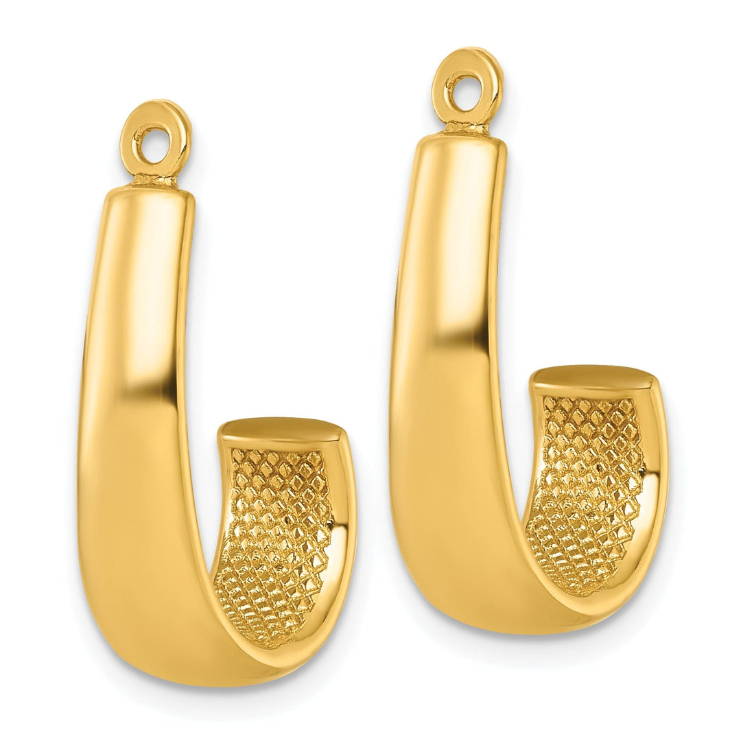 14k Yellow Gold Polished J-Hoop Design Earring Jackets