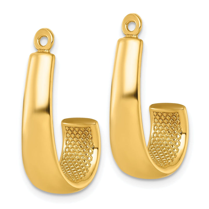 14k Yellow Gold Polished J-Hoop Design Earring Jackets
