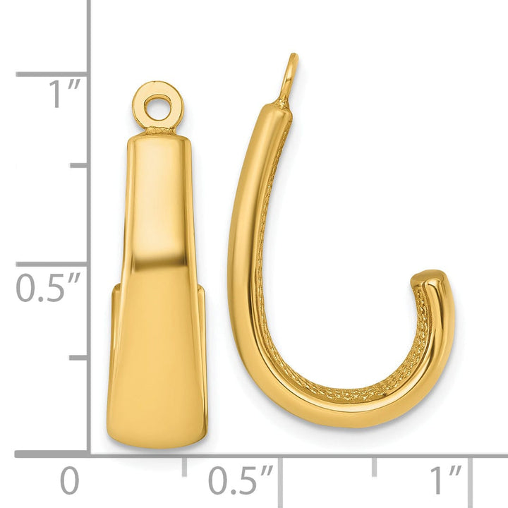 14k Yellow Gold Polished J-Hoop Design Earring Jackets