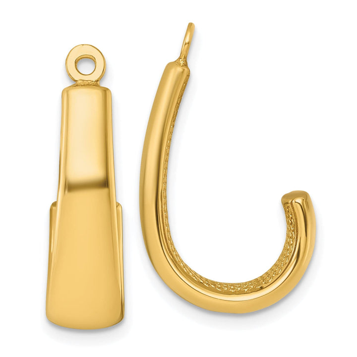 14k Yellow Gold Polished J-Hoop Design Earring Jackets