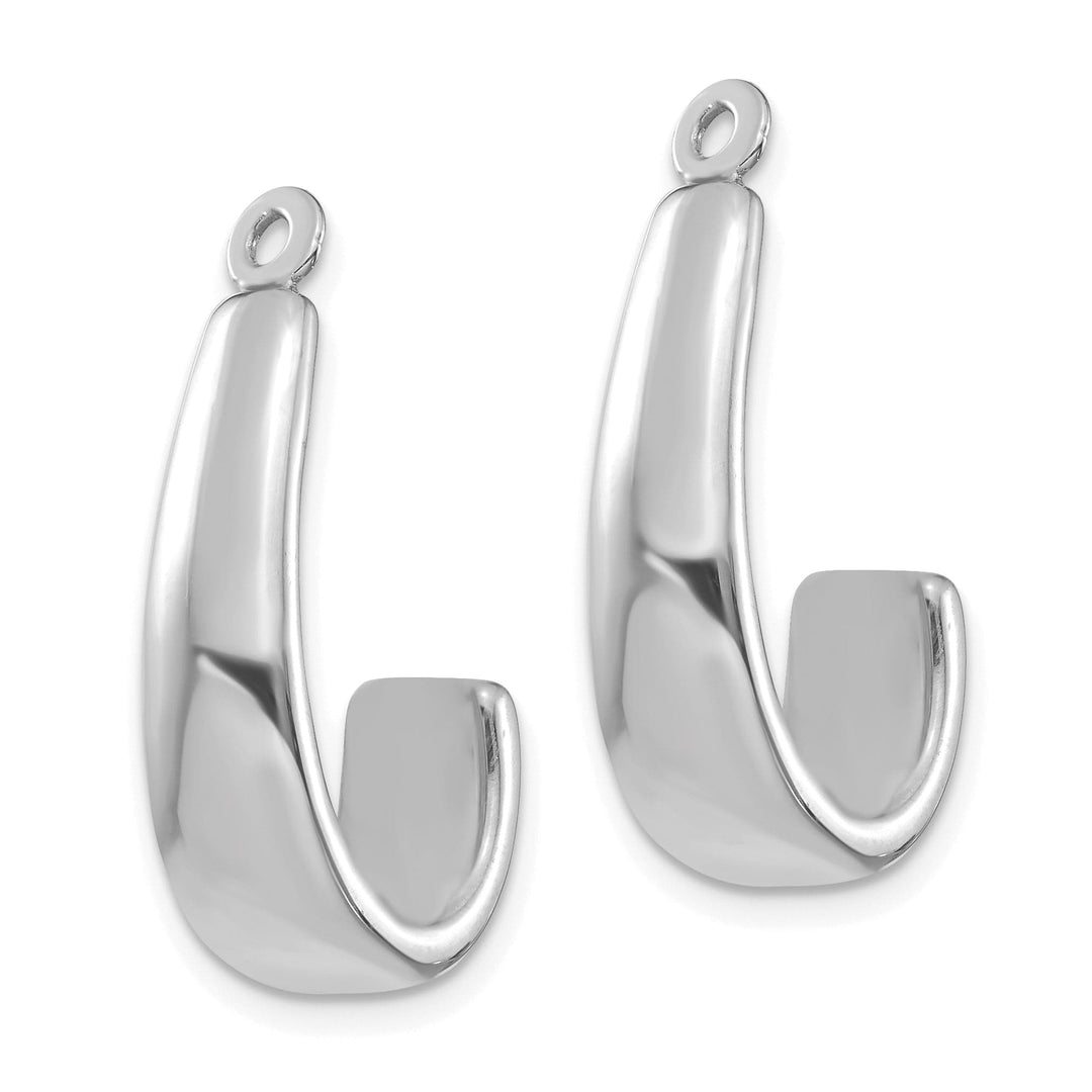 14k White Gold Polished J-Hoop Earring Jackets