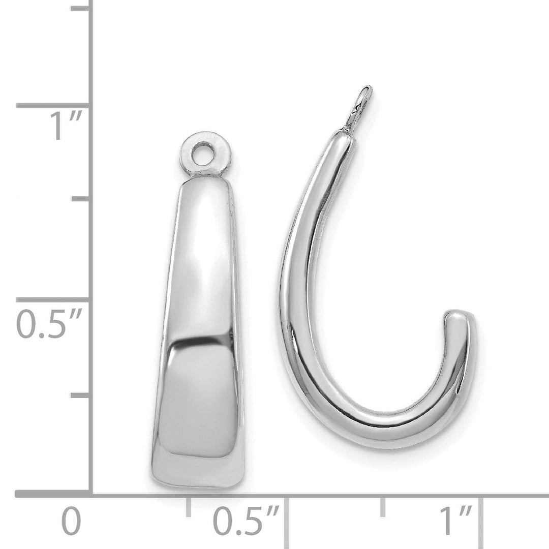 14k White Gold Polished J-Hoop Earring Jackets