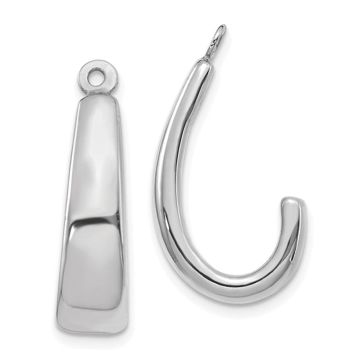 14k White Gold Polished J-Hoop Earring Jackets