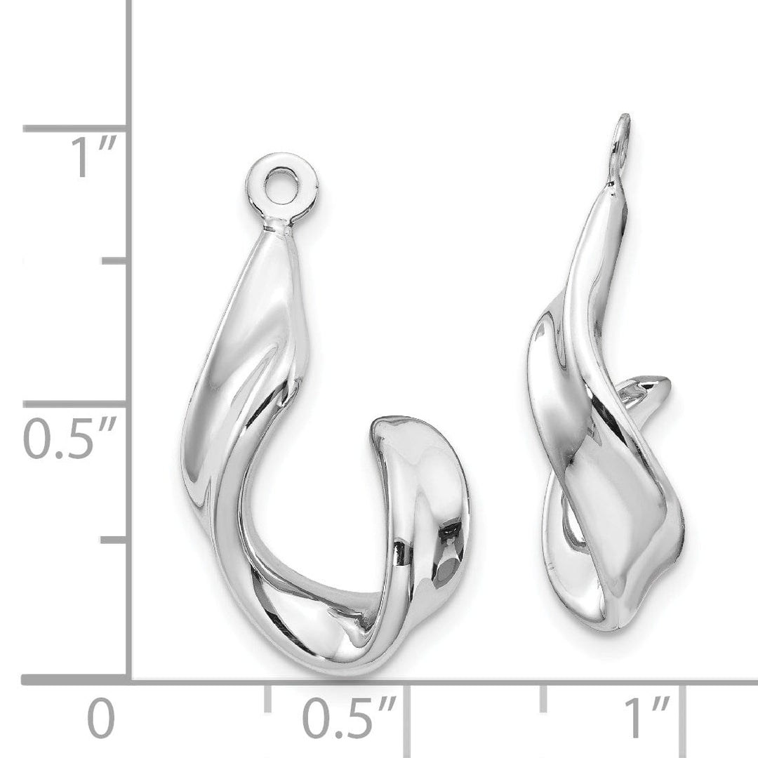 14k White Gold Twisted Freeform Design J-Hoop Earring Jackets