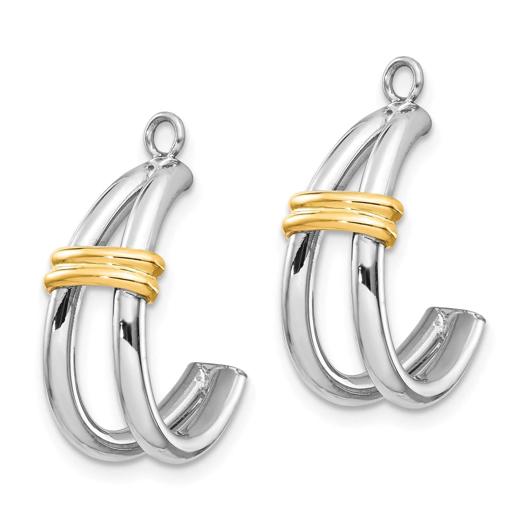 14k Two Tone Gold Polished Finish  J-Hoop Earring Jackets