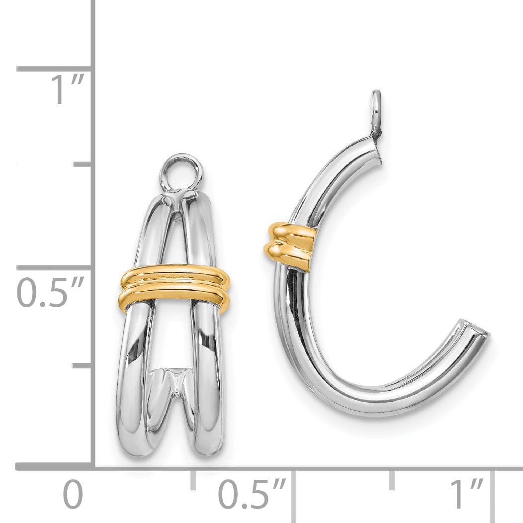 14k Two Tone Gold Polished Finish  J-Hoop Earring Jackets