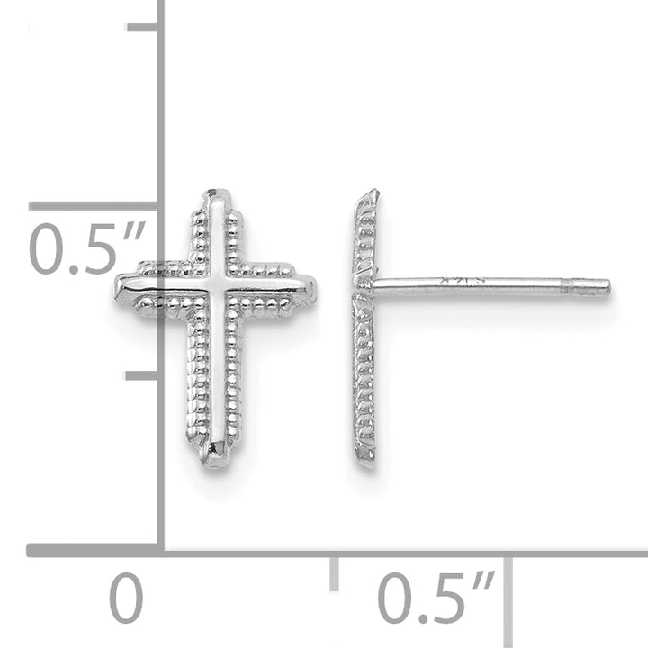 14K White Gold Polished Cross Post Earrings
