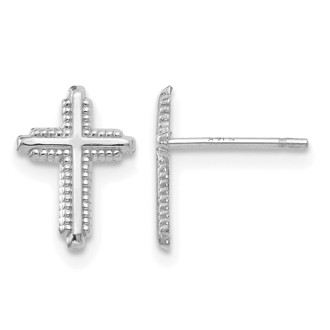 14K White Gold Polished Cross Post Earrings