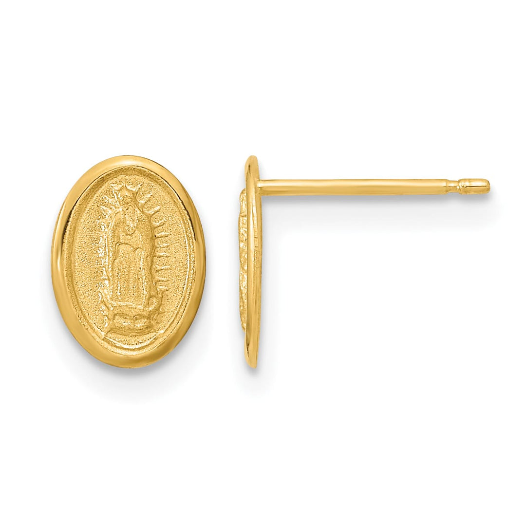 14K Yellow Gold Polished Small Our Lady of Guadalupe Post Earrings