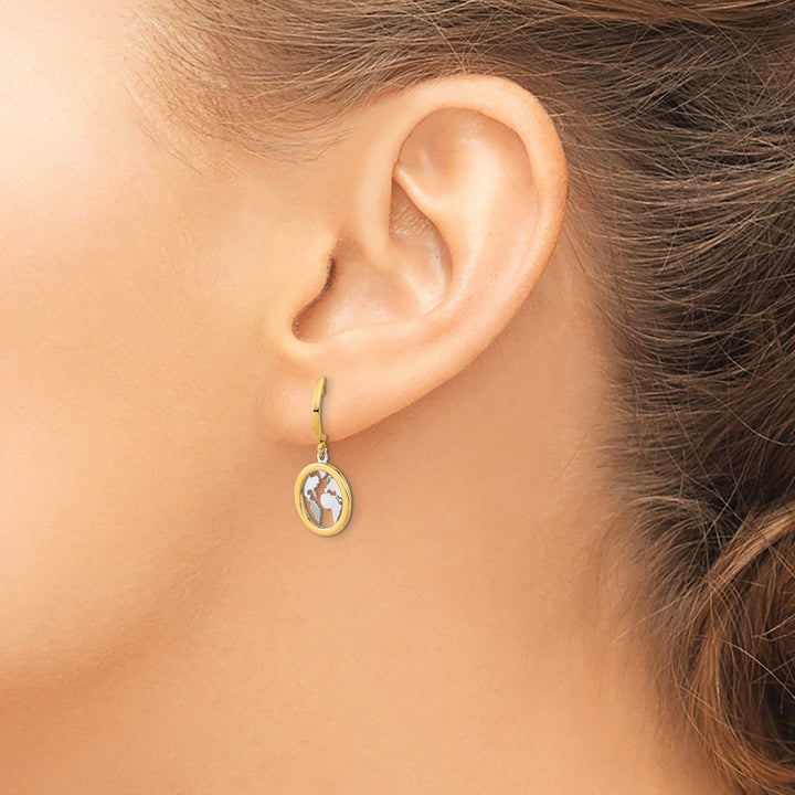 14K Yellow Gold Polished Earth Dangle Post Earrings