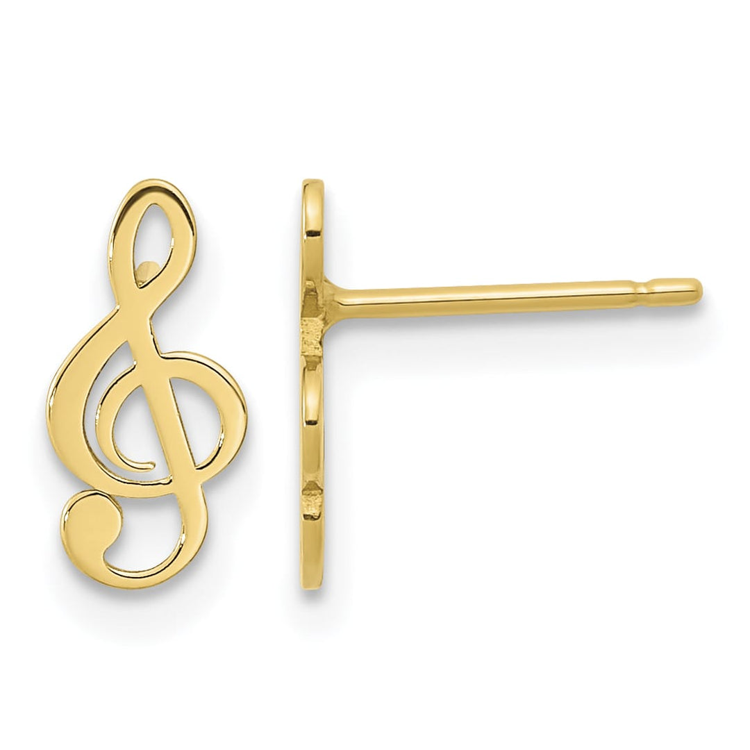 14K Yellow Gold Polished Musical Treble Clef Post Earrings