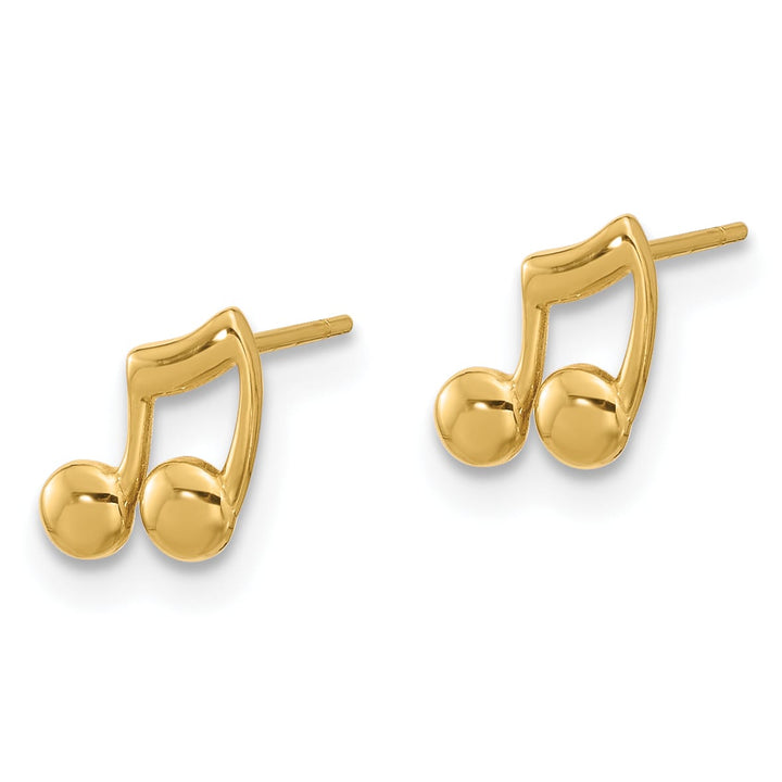 14K Yellow Gold Polished Music Notes Post Earrings