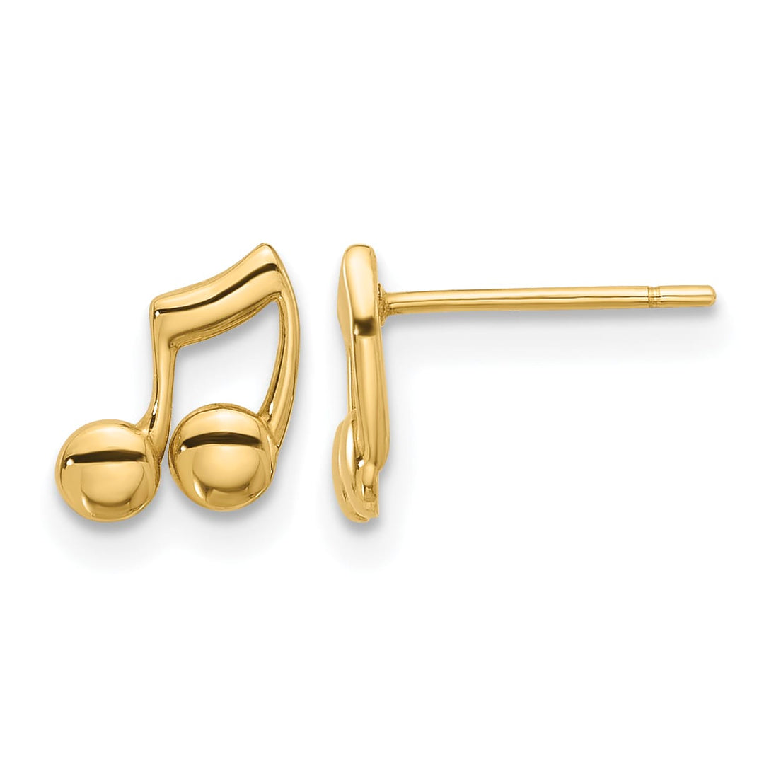 14K Yellow Gold Polished Music Notes Post Earrings