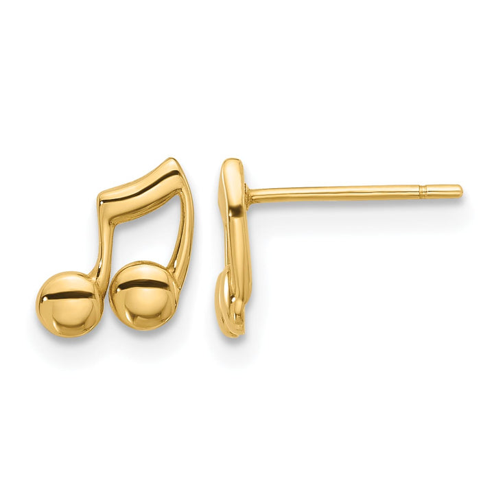 14K Yellow Gold Polished Music Notes Post Earrings