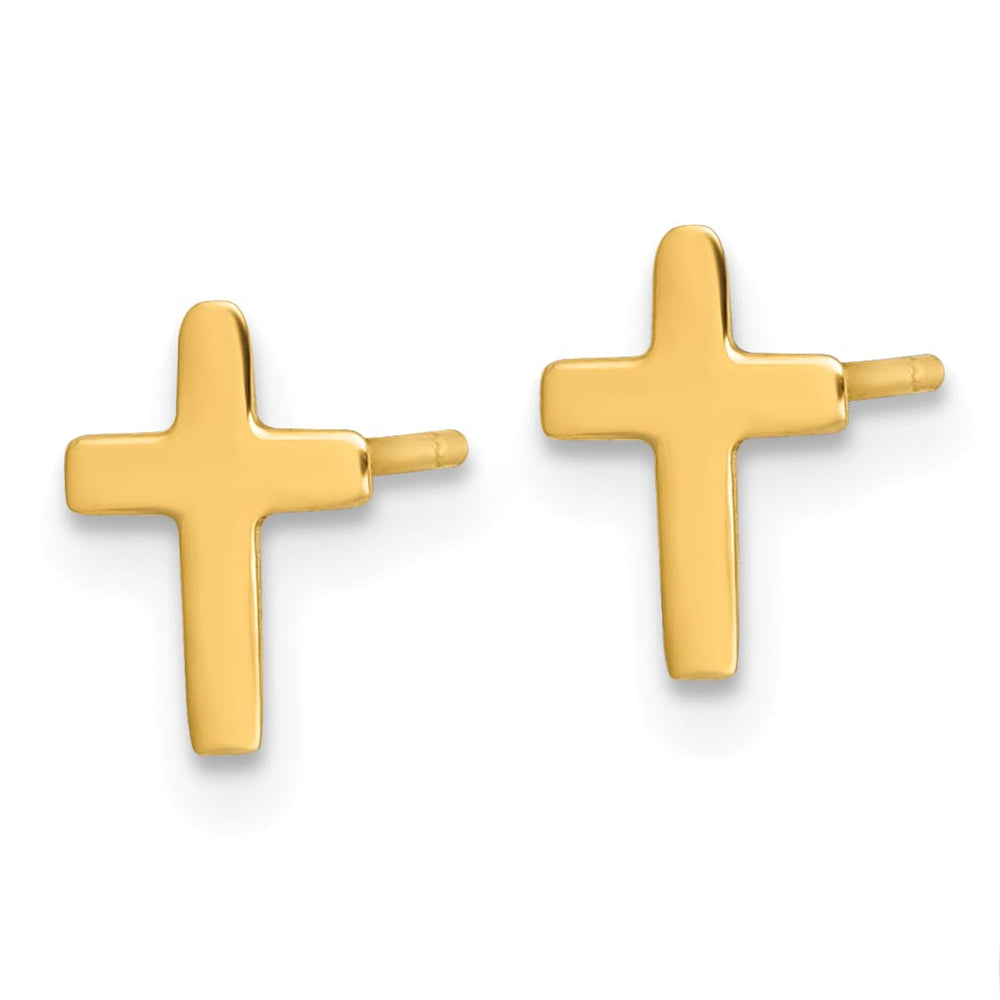 14K Yellow Gold Polished Latin Cross Post Earrings