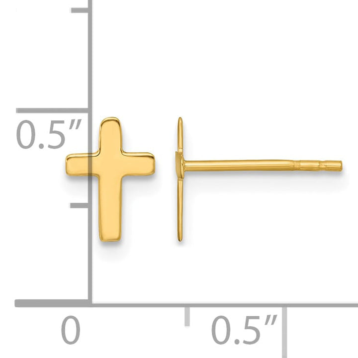 14K Yellow Gold Polished Latin Cross Post Earrings