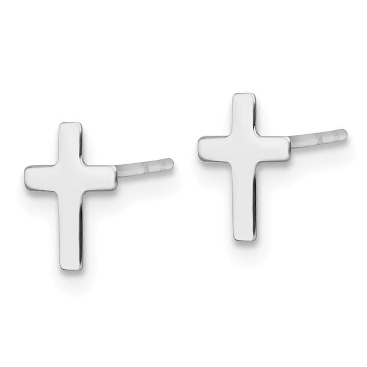 14K White Gold Polished Latin Cross Post Earrings