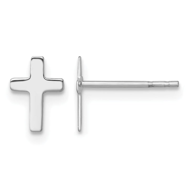 14K White Gold Polished Latin Cross Post Earrings