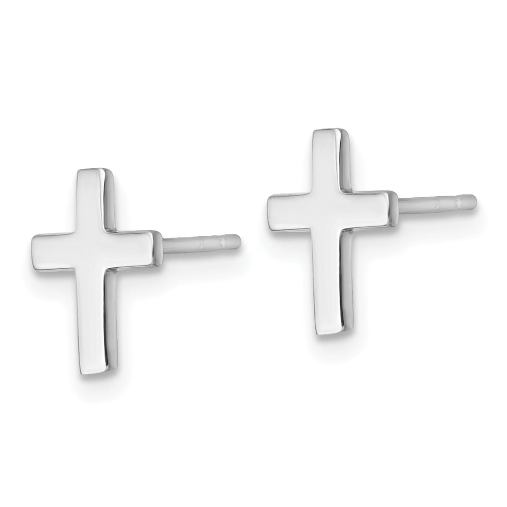 14K White Gold Polished Latin Cross Post Earrings