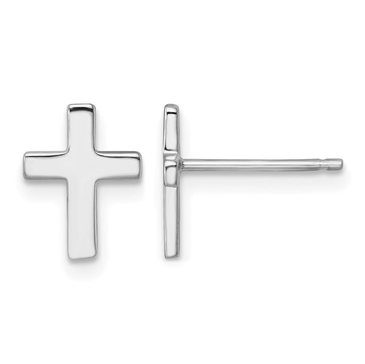 14K White Gold Polished Latin Cross Post Earrings
