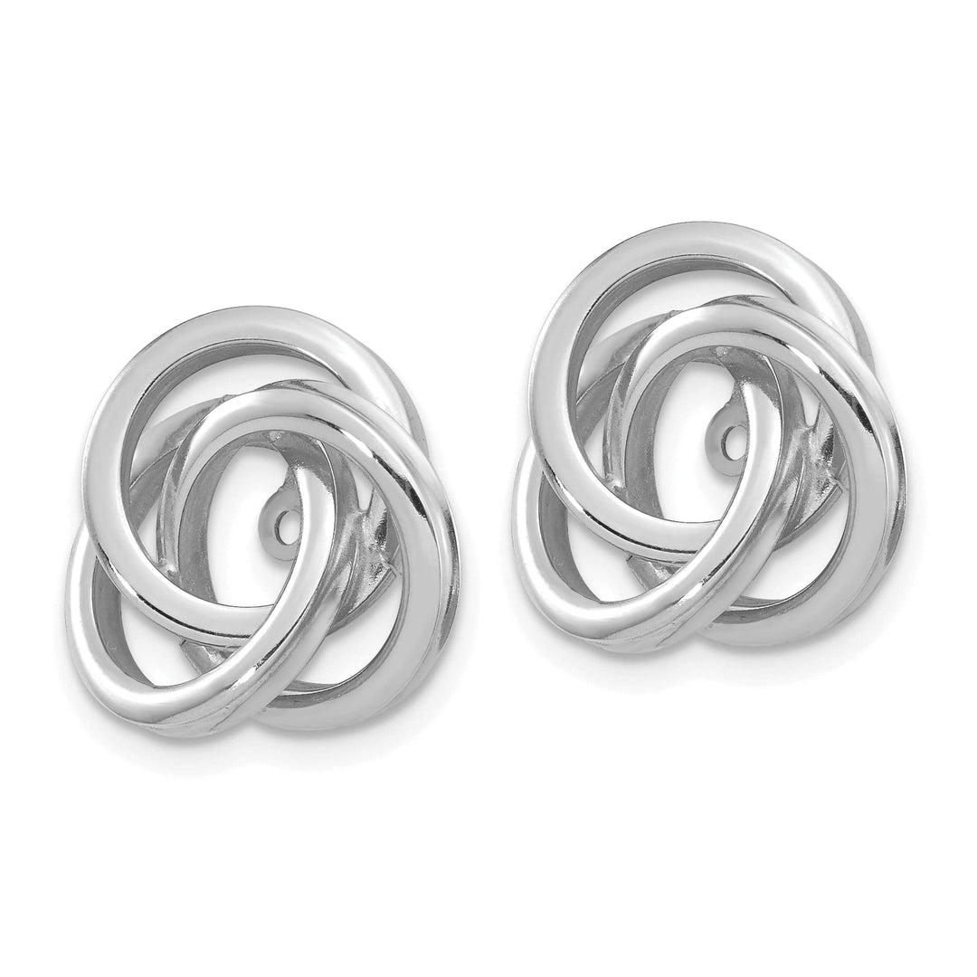 14K White Gold Polished Swirl Design Love Knot Earring Jackets