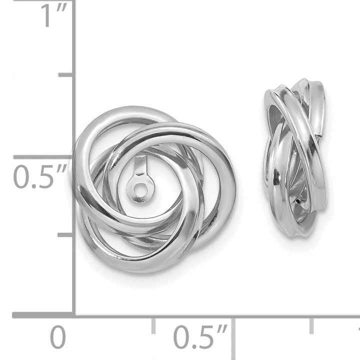 14K White Gold Polished Swirl Design Love Knot Earring Jackets