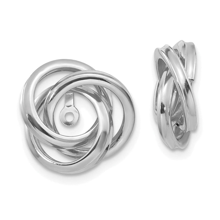 14K White Gold Polished Swirl Design Love Knot Earring Jackets
