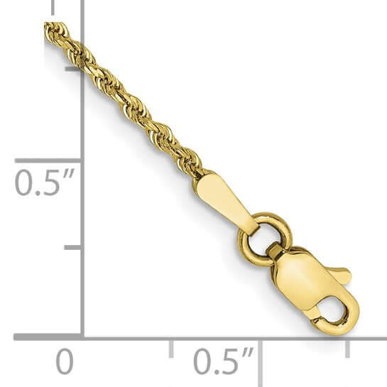 Lovely Rita's Anklets 10k Yellow Gold Handmade 1.5-mm Wide Diamond Cut Rope Anklet