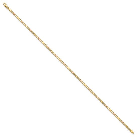 Lovely Rita's Anklets 14k Yellow Rose Gold X Heart 9-Inch Anklet Bracelet