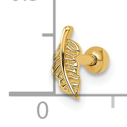 Lovely Rita's Body Jewelry 14k 16 Gauge Leaf Labret Stud