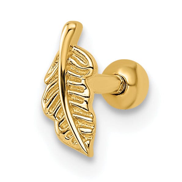 Lovely Rita's Body Jewelry 14k 16 Gauge Leaf Labret Stud