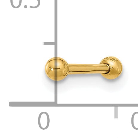 Lovely Rita's Body Jewelry 14k 16 Gauge Polished 2.5mm Ball Bar Labret Stud