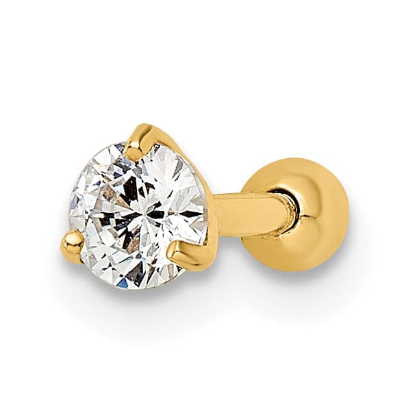 Lovely Rita's Body Jewelry 14k 16 Gauge Round CZ Labret Stud