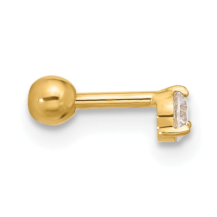 Lovely Rita's Body Jewelry 14k 18 Gauge 3mm CZ Labret/Face Jewelry