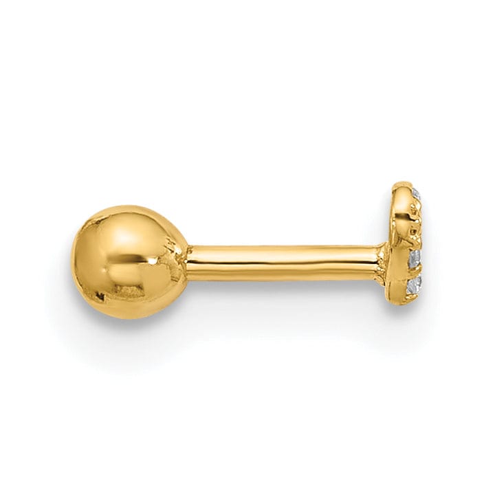 Lovely Rita's Body Jewelry 14k 18 Gauge CZ Heart Labret/Face Jewelry