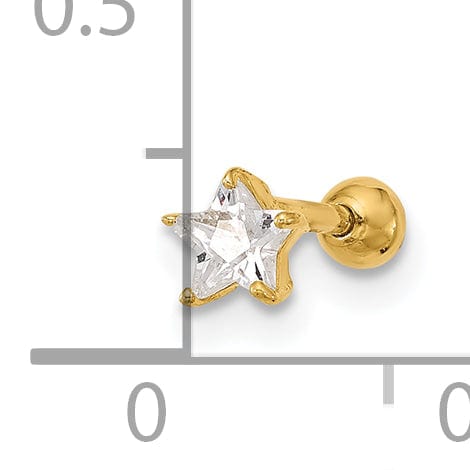 Lovely Rita's Body Jewelry 14k 18 Gauge CZ Star Labret/Face Jewelry