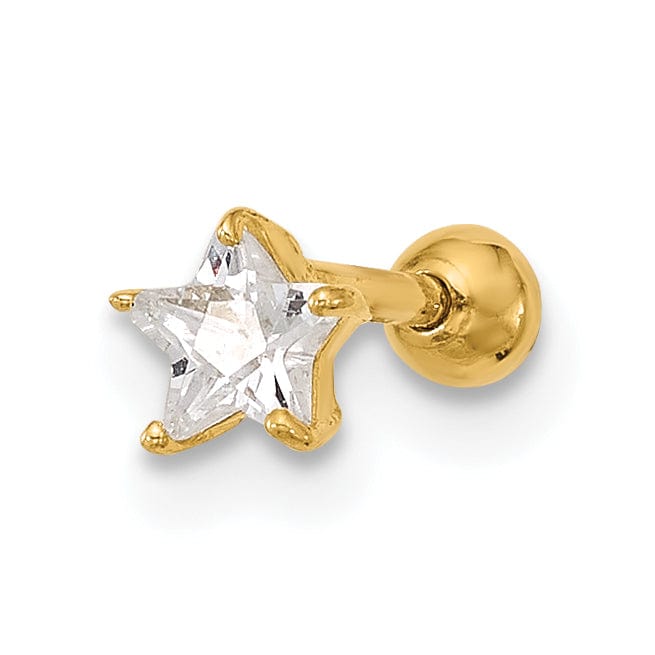 Lovely Rita's Body Jewelry 14k 18 Gauge CZ Star Labret/Face Jewelry