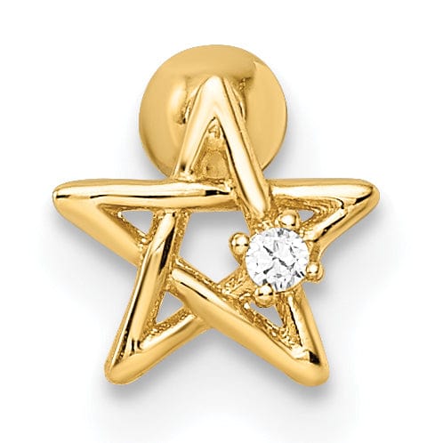 Lovely Rita's Body Jewelry 14k 18 Gauge CZ Star Labret Stud