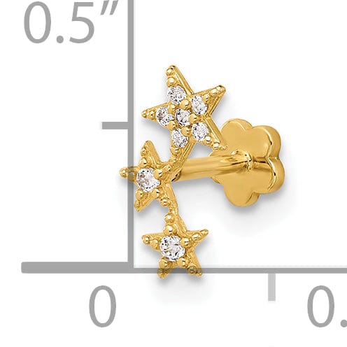 Lovely Rita's Body Jewelry 14K 18 Gauge CZ Stars Cartilage