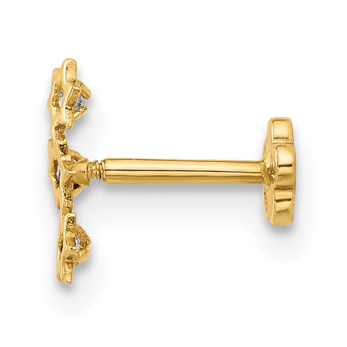 Lovely Rita's Body Jewelry 14K 18 Gauge CZ Stars Screwback Cartilage