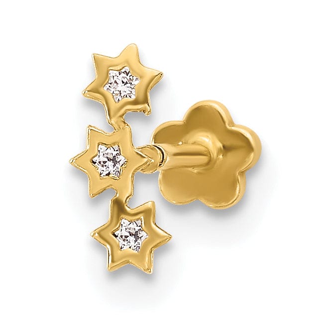 Lovely Rita's Body Jewelry 14K 18 Gauge CZ Stars Screwback Cartilage