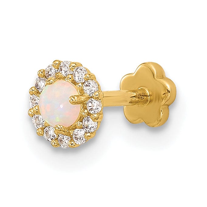 Lovely Rita's Body Jewelry 14K 18 Gauge CZ & Synthetic Opal Screw-Back Cartilage