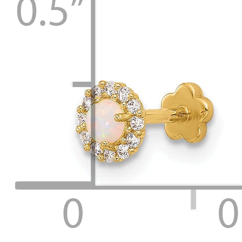 Lovely Rita's Body Jewelry 14K 18 Gauge CZ & Synthetic Opal Screw-Back Cartilage