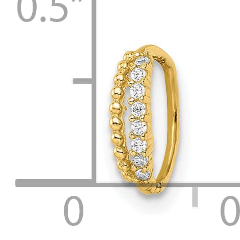 Lovely Rita's Body Jewelry 14k 18 Gauge Double Row Beaded & CZ Nose Ring / Ear Cuff