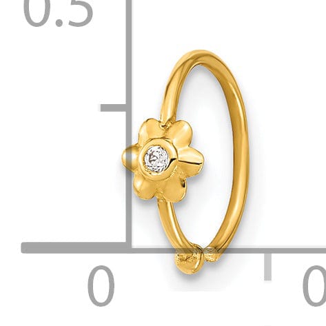 Lovely Rita's Body Jewelry 14K 18 Gauge Hoop with CZ Nose Ring