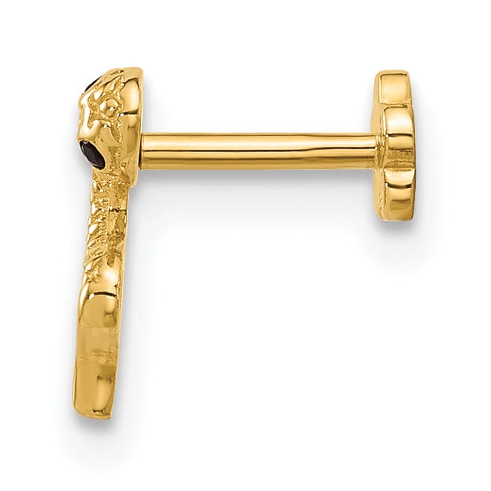 Lovely Rita's Body Jewelry 14K 18 Gauge Polished Black CZ Snake Cartilage