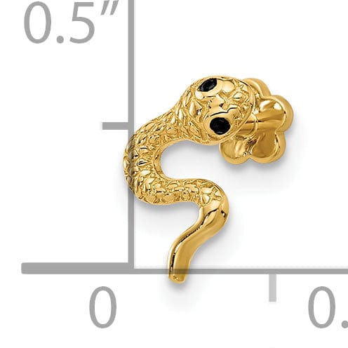 Lovely Rita's Body Jewelry 14K 18 Gauge Polished Black CZ Snake Cartilage